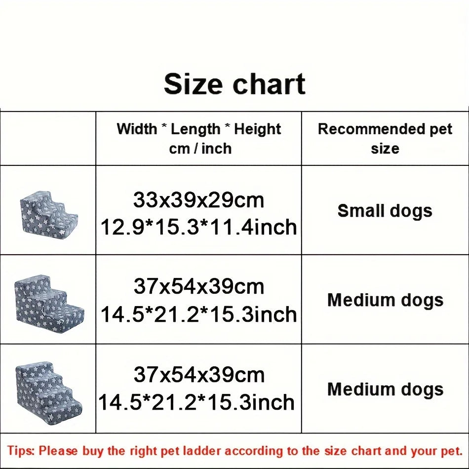 Tabla de medidas de la escalera para mascotas