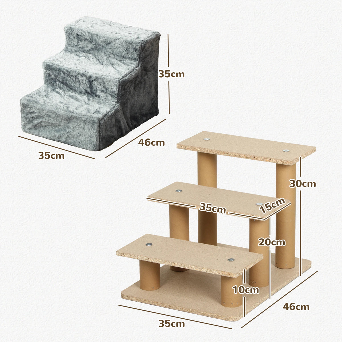 Medidas de la escalera de 3 peldaños: 46 × 35 × 35 cm