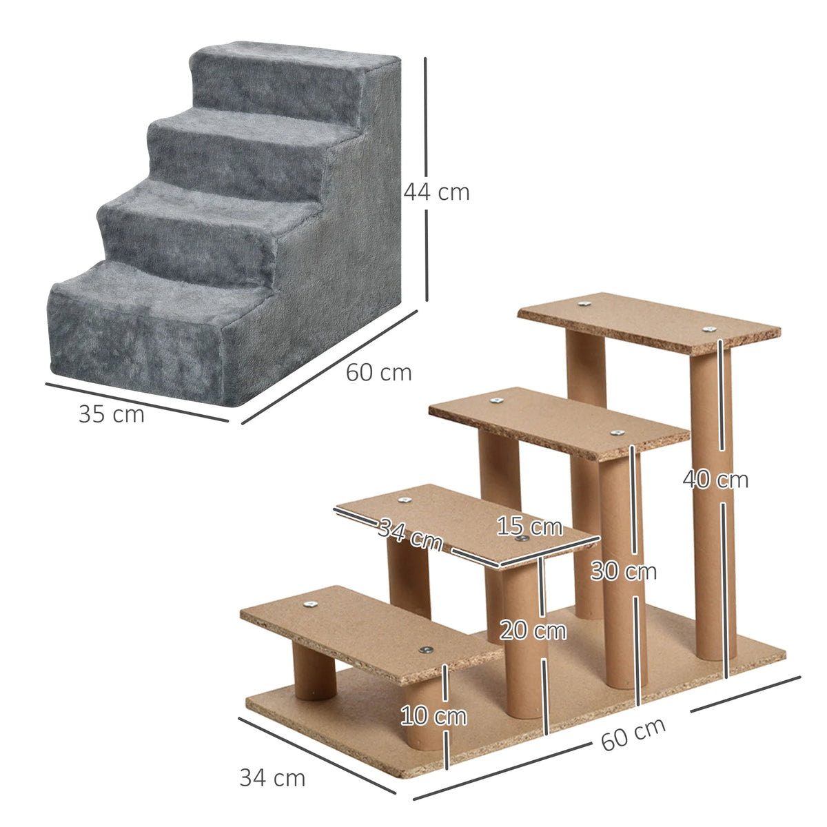 Medidas de la escalera de 4 peldaños: 60 × 35 × 44 cm