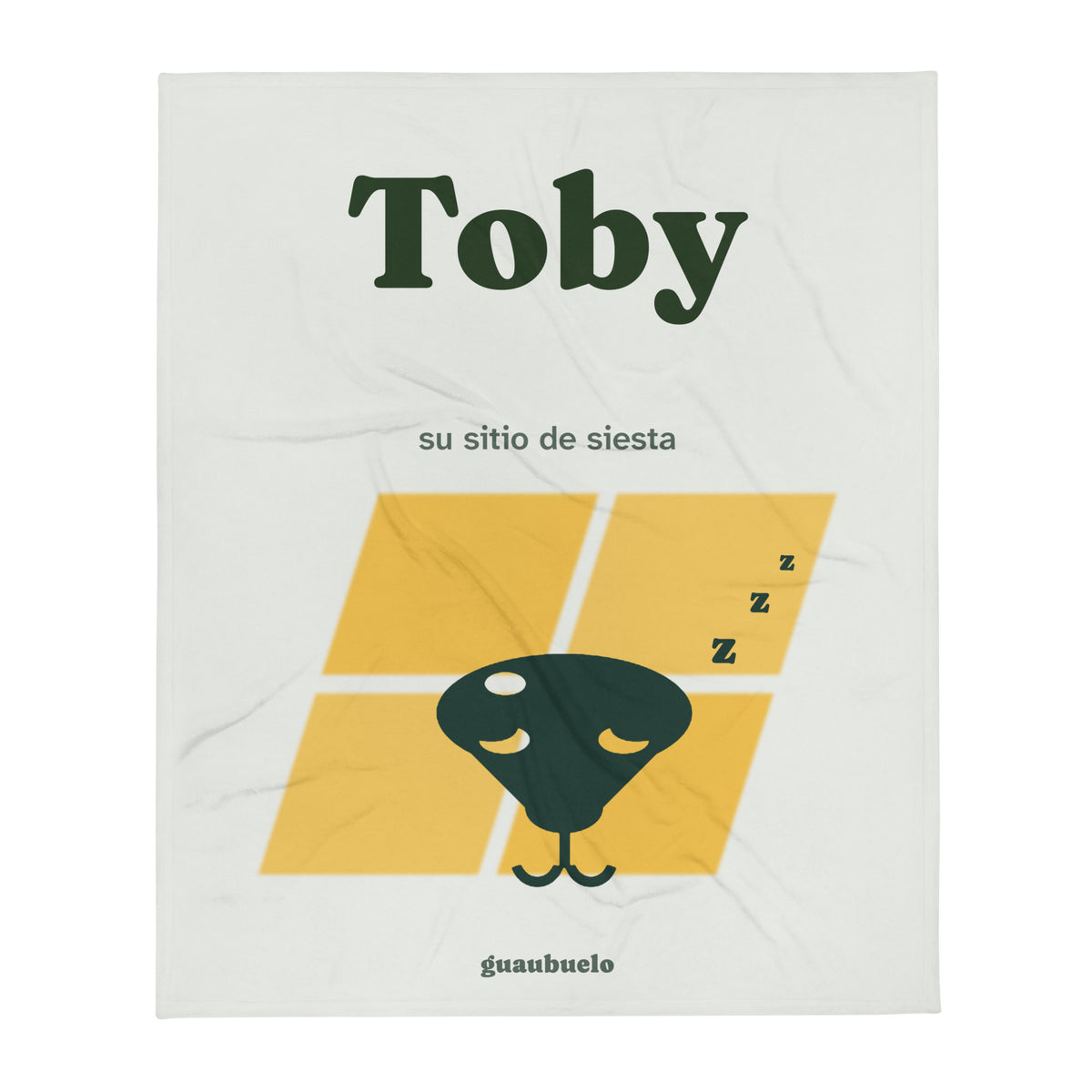 Manta con el nombre Toby, la mancha de sol y el perro dormido de Guaubuelo